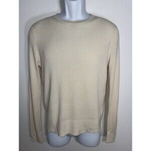 Made For Italic Men's Medium Ecru Silk Cashmere Crewneck Sweater Lightweight